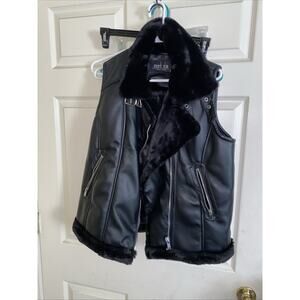 Mark Alan NY Jacket Vest Faux Leather Faux Fur Med